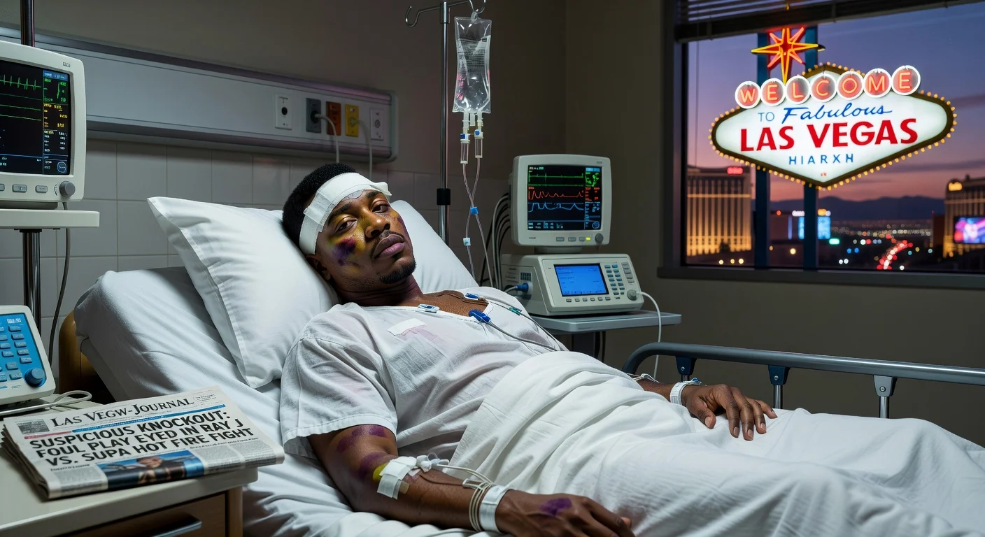 Ray J recovering in a hospital bed following his knockout loss in an MMA match.