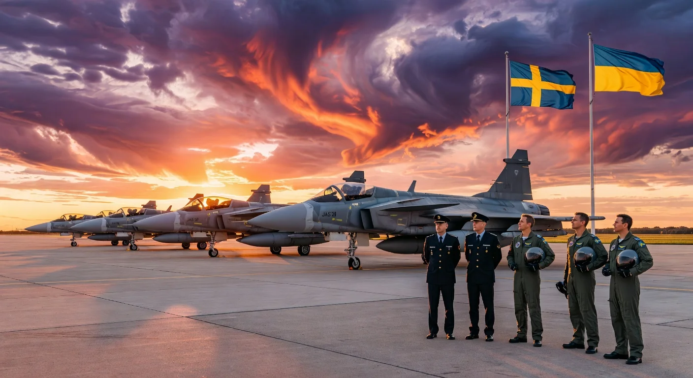 Swedish Gripen jets prepared for donation to Ukraine on an airfield
