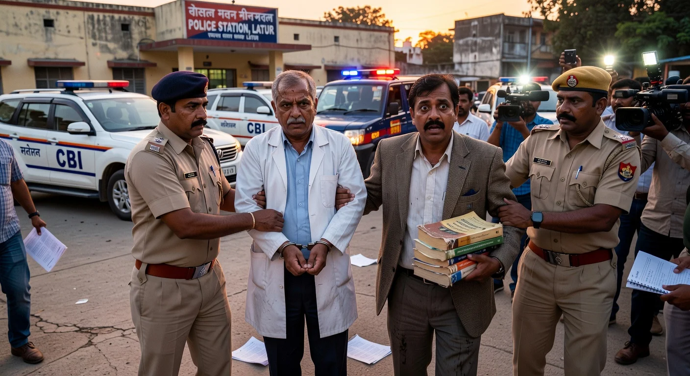 Illustration of CBI arresting suspects in NEET-UG 2026 paper leak