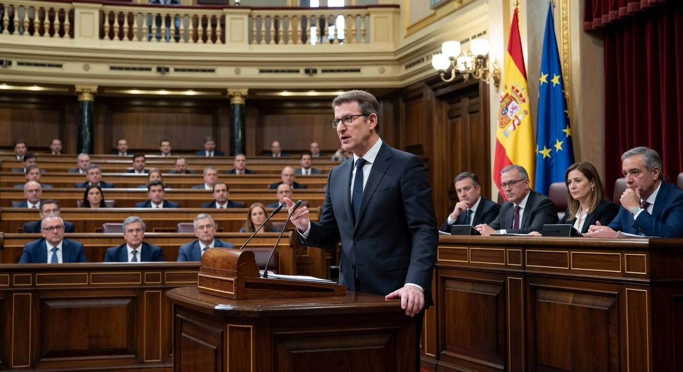 Alberto Núñez Feijóo proposing a Vox-free government in Spanish parliament to PNV and Junts.