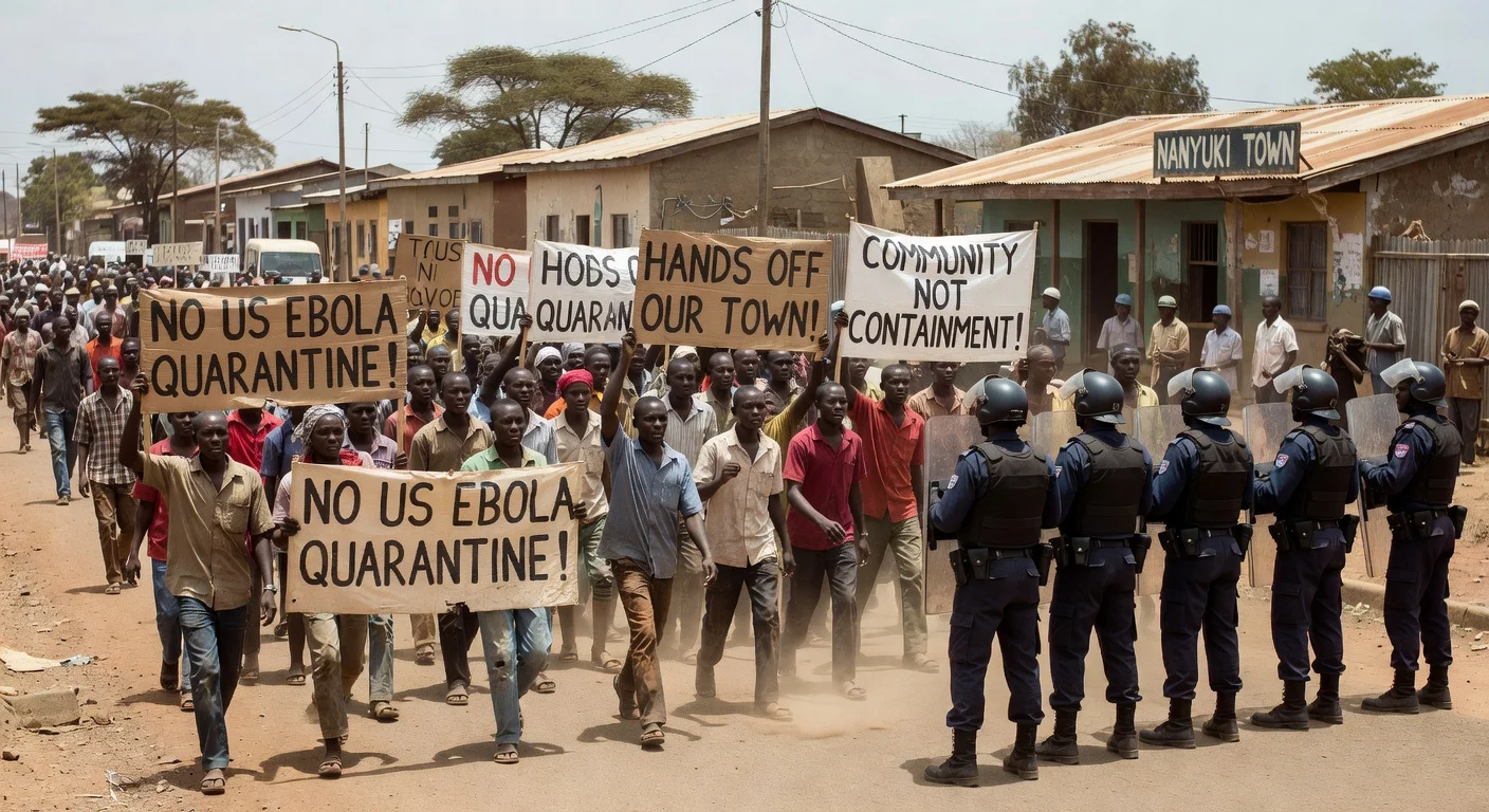 Protesters in Nanyuki demonstrating against an Ebola quarantine facility.