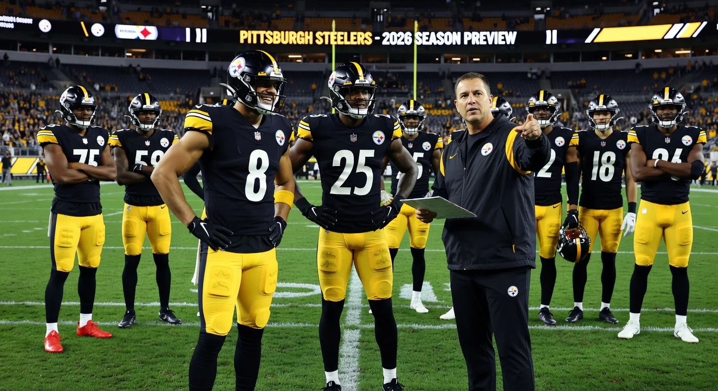 Pittsburgh Steelers players and new coordinator on field expressing optimism