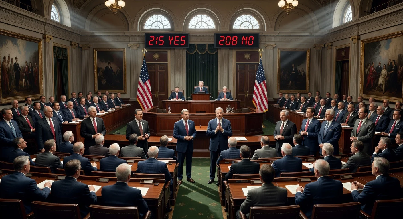 The U.S. House of Representatives voting 215-208 on a resolution to end hostilities with Iran.