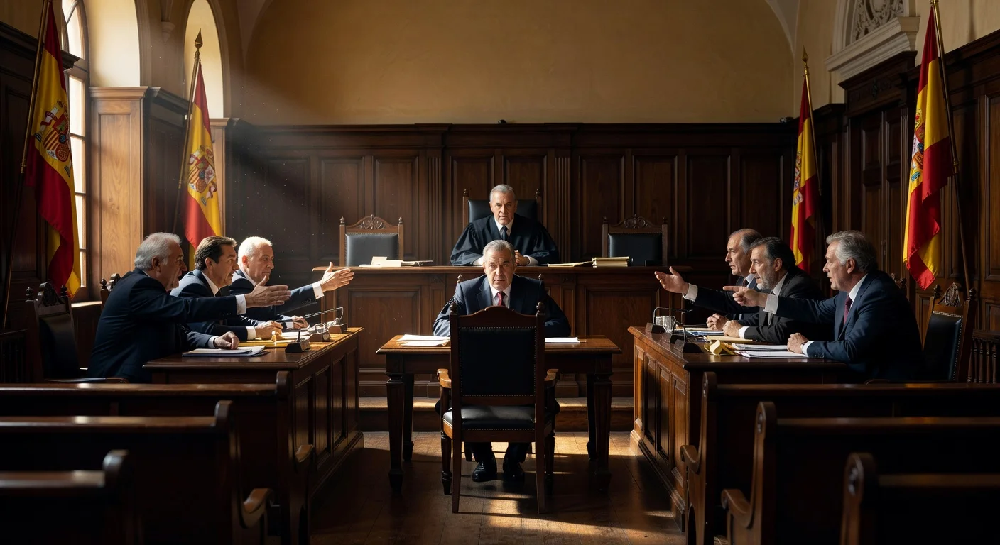 Courtroom illustration of the trial of David Sánchez Pérez-Castejón with a six-year prison request.