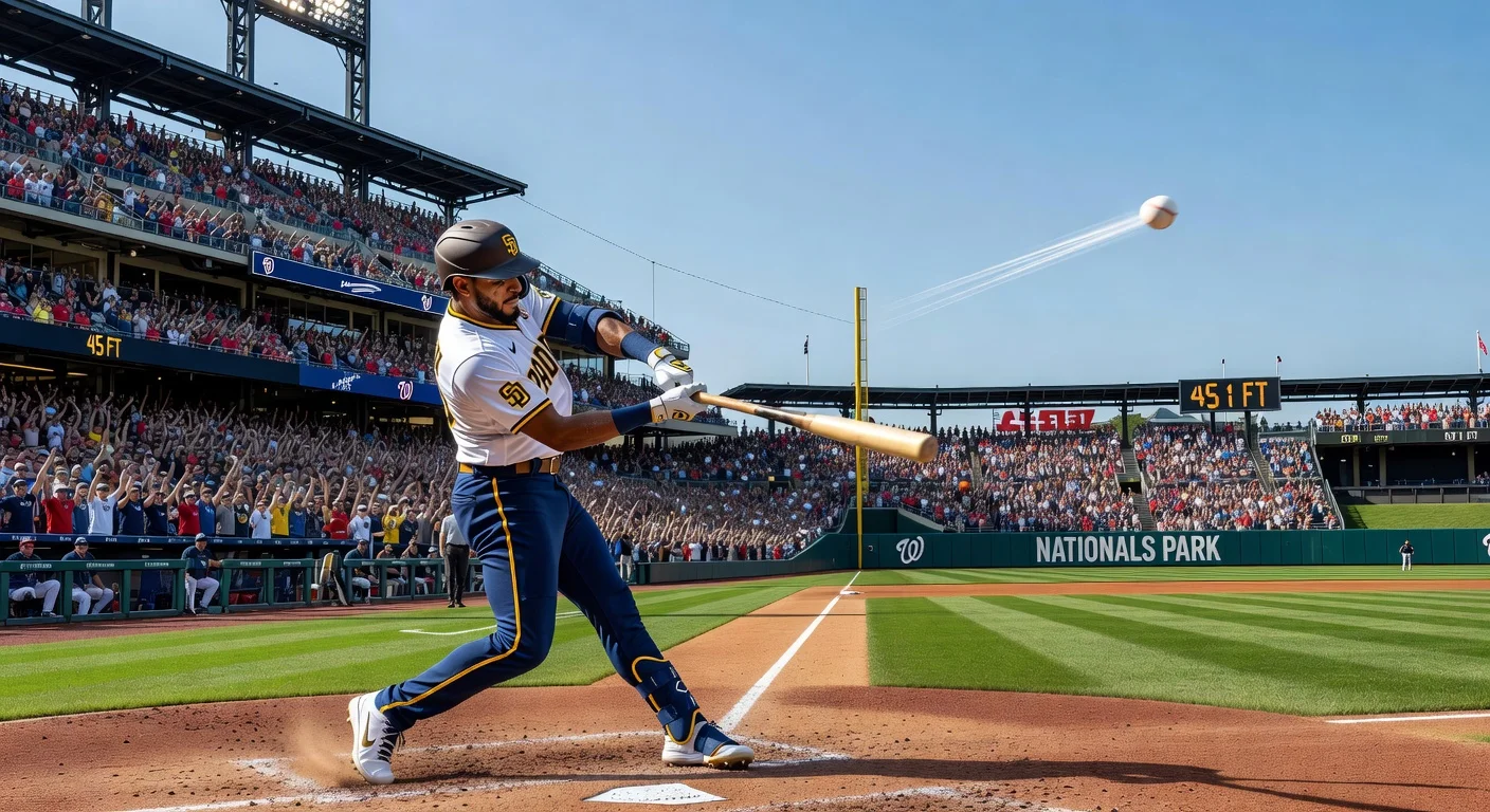 Fernando Tatis Jr. hitting a home run at Nationals Park.