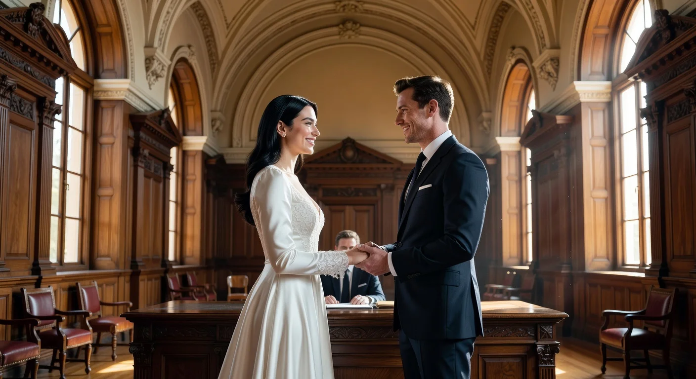 Dua Lipa and Callum Turner at their intimate London wedding ceremony in Old Marylebone Town Hall
