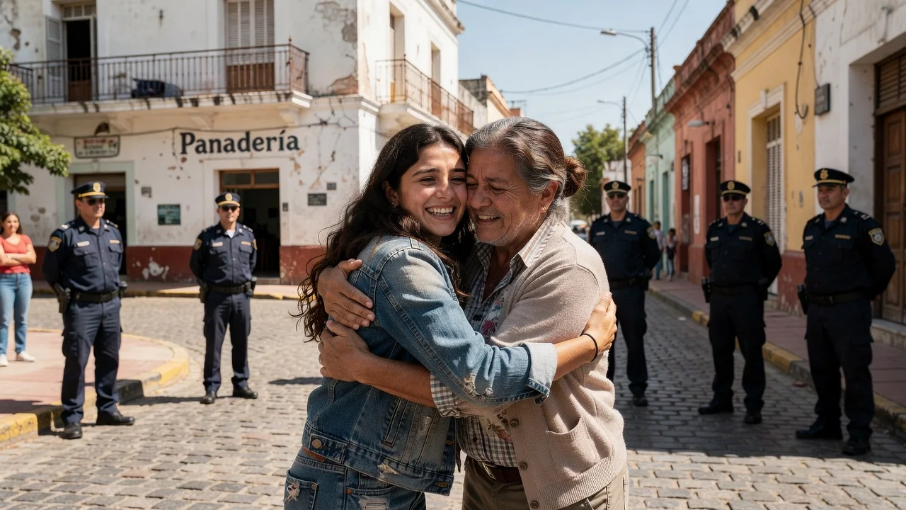 Photorealistic image of a missing teenager being reunited with her family in Córdoba, Argentina.