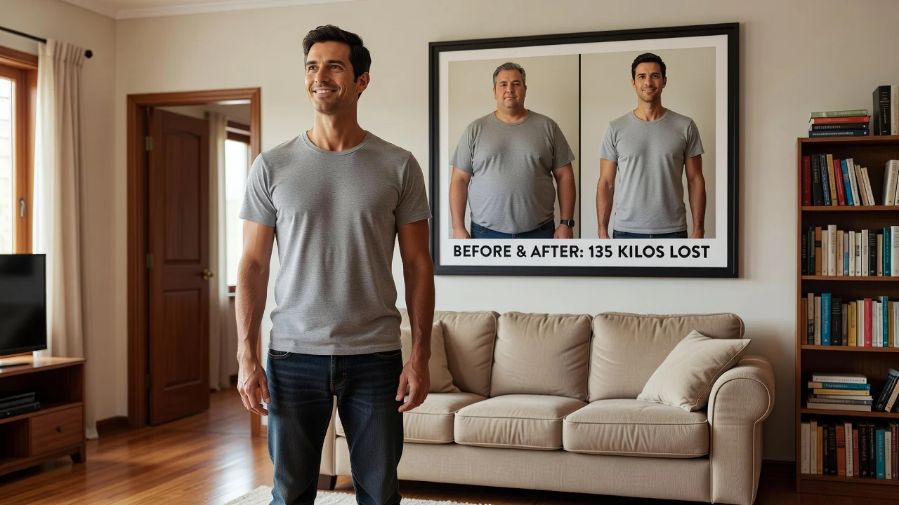 Cristian Fredes after significant weight loss, looking healthy and confident.