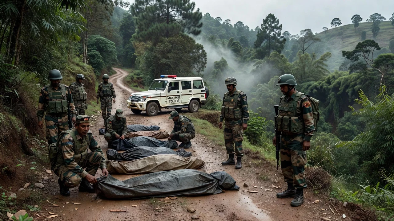 Security forces recovering bodies in Manipur's Kangpokpi district