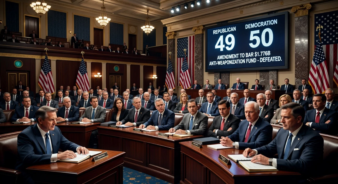 Senate chamber during a close vote on the Anti-Weaponization Fund amendment
