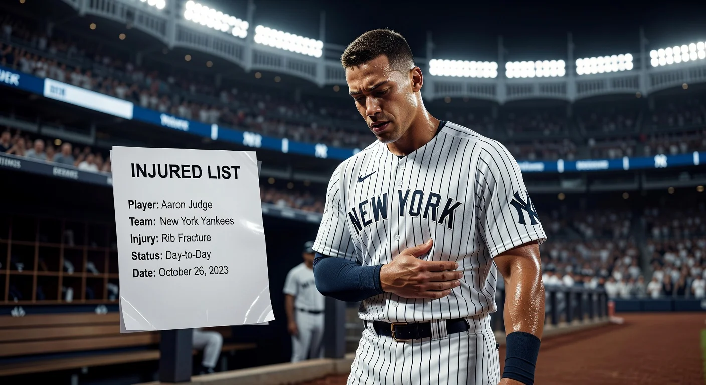 Aaron Judge grimacing in pain from rib injury at Yankee Stadium