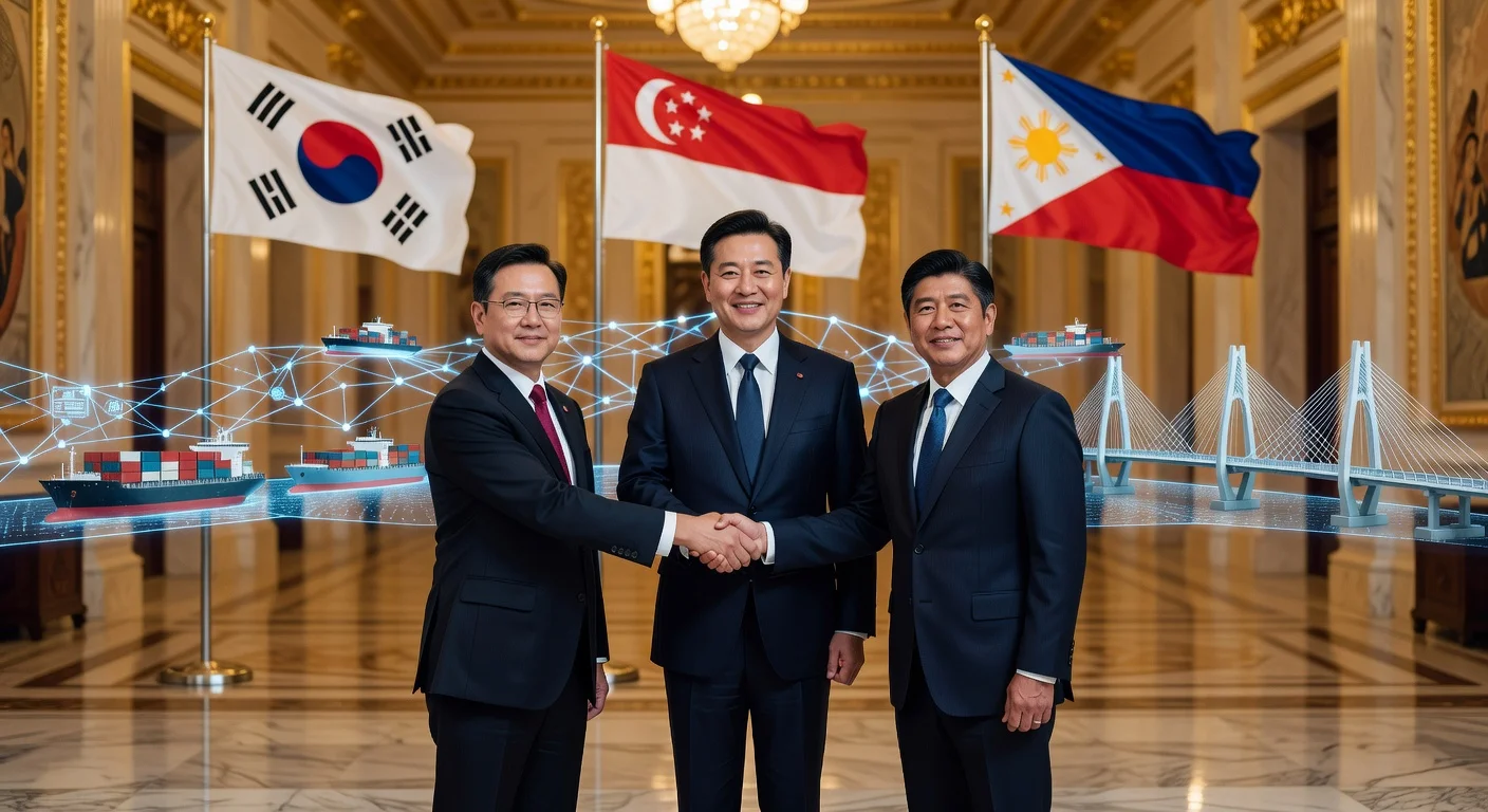 South Korean President Lee Jae-myung meets Singapore PM Lawrence Wong and Philippines President Ferdinand Marcos Jr. at summits to boost trade, infrastructure, and AI ties.