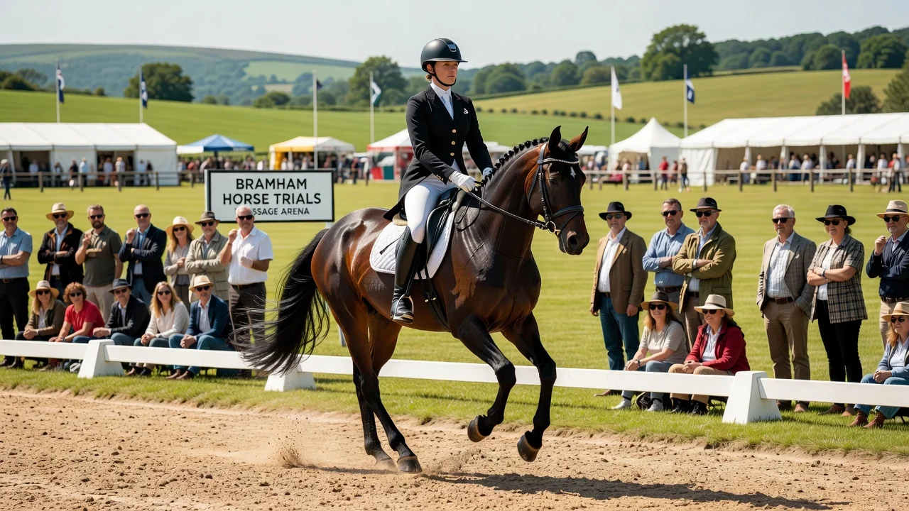 Bubby Upton on Its Cooley Time during dressage at Bramham Horse Trials.