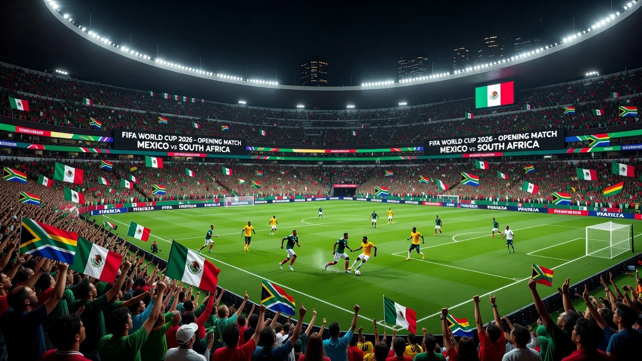 The opening match between Mexico and South Africa at Azteca Stadium during the 2026 FIFA World Cup.