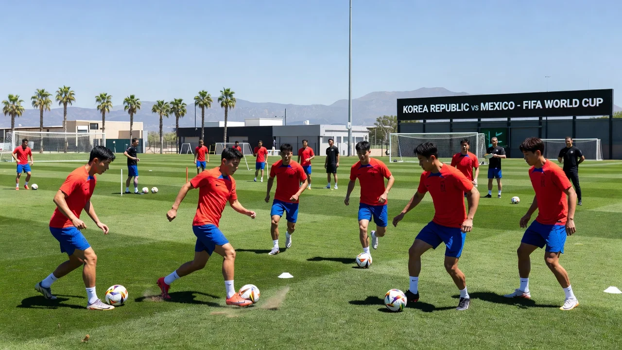 South Korean team training in Mexico for World Cup match