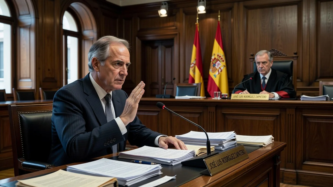 Former President Zapatero testifying before Judge Calama in the Plus Ultra airline rescue court case.