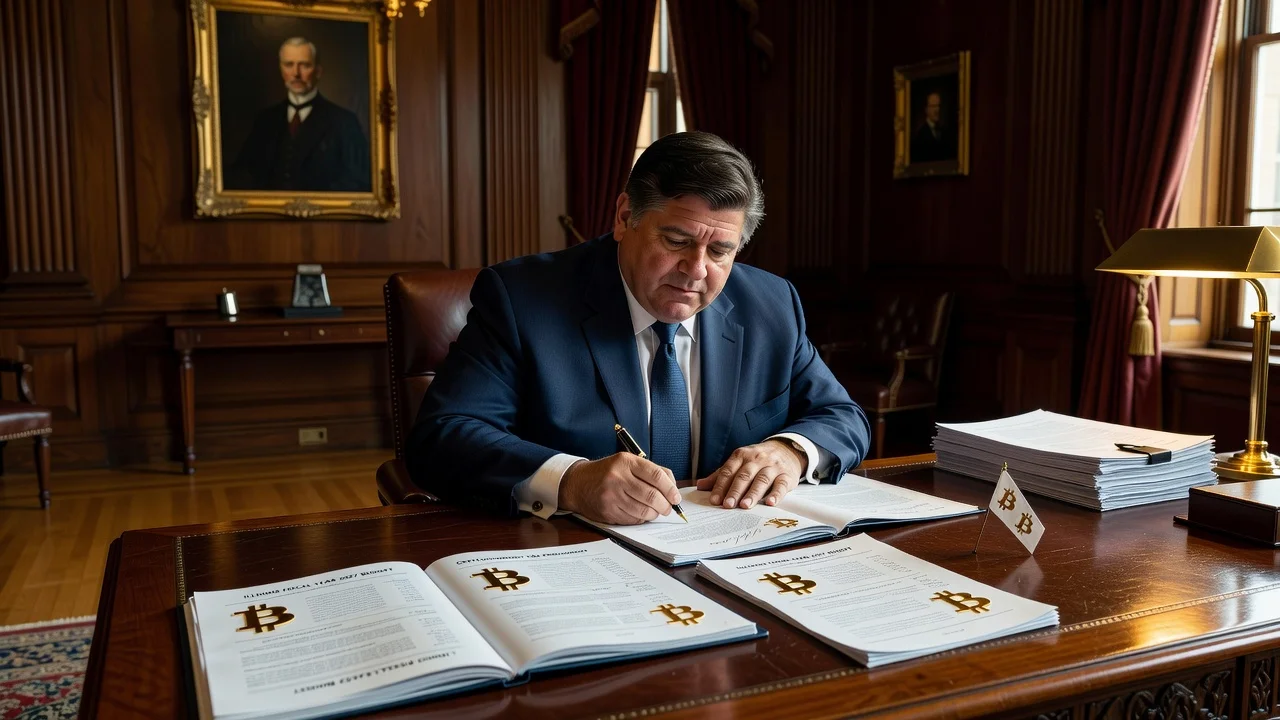 Illinois Governor signing budget bill with crypto tax provisions