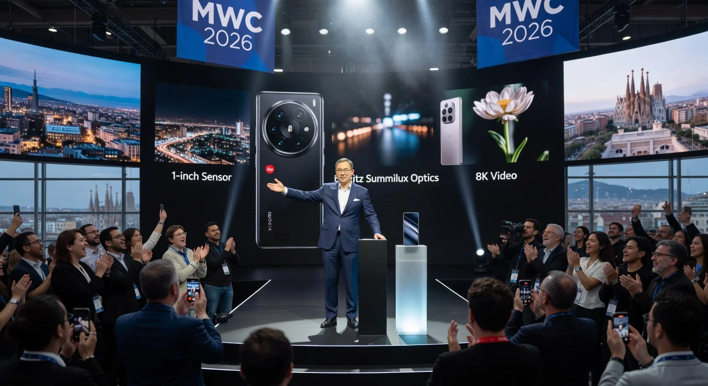 Xiaomi unveils Leica Leitzphone with 1-inch sensor at MWC 2026 in Barcelona.