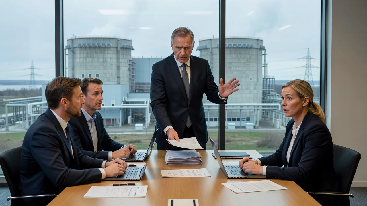 Illustration of Uniper rejecting new nuclear reactors at Barsebäck power plant.
