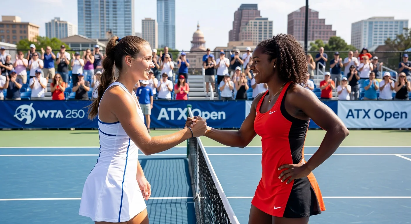 Peyton Stearns and Taylor Townsend shake hands over the net ahead of their all-American ATX Open final.