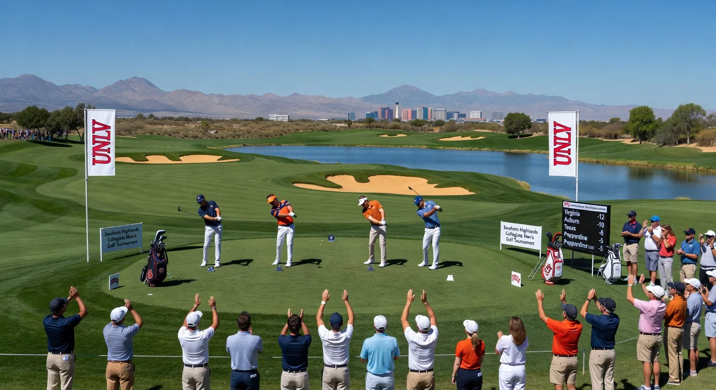 College golfers from top teams like Virginia and Auburn compete at the Southern Highlands Collegiate in Las Vegas.