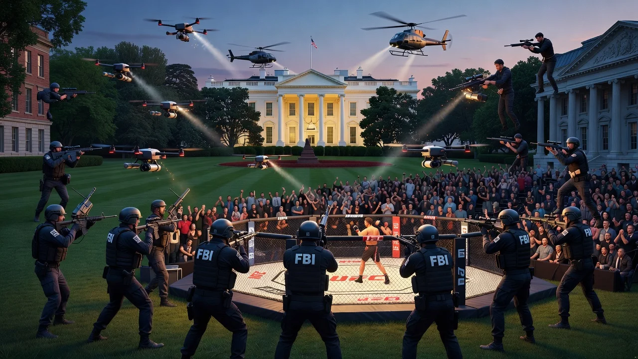 FBI agents thwarting drone and sniper attack on UFC event at the White House