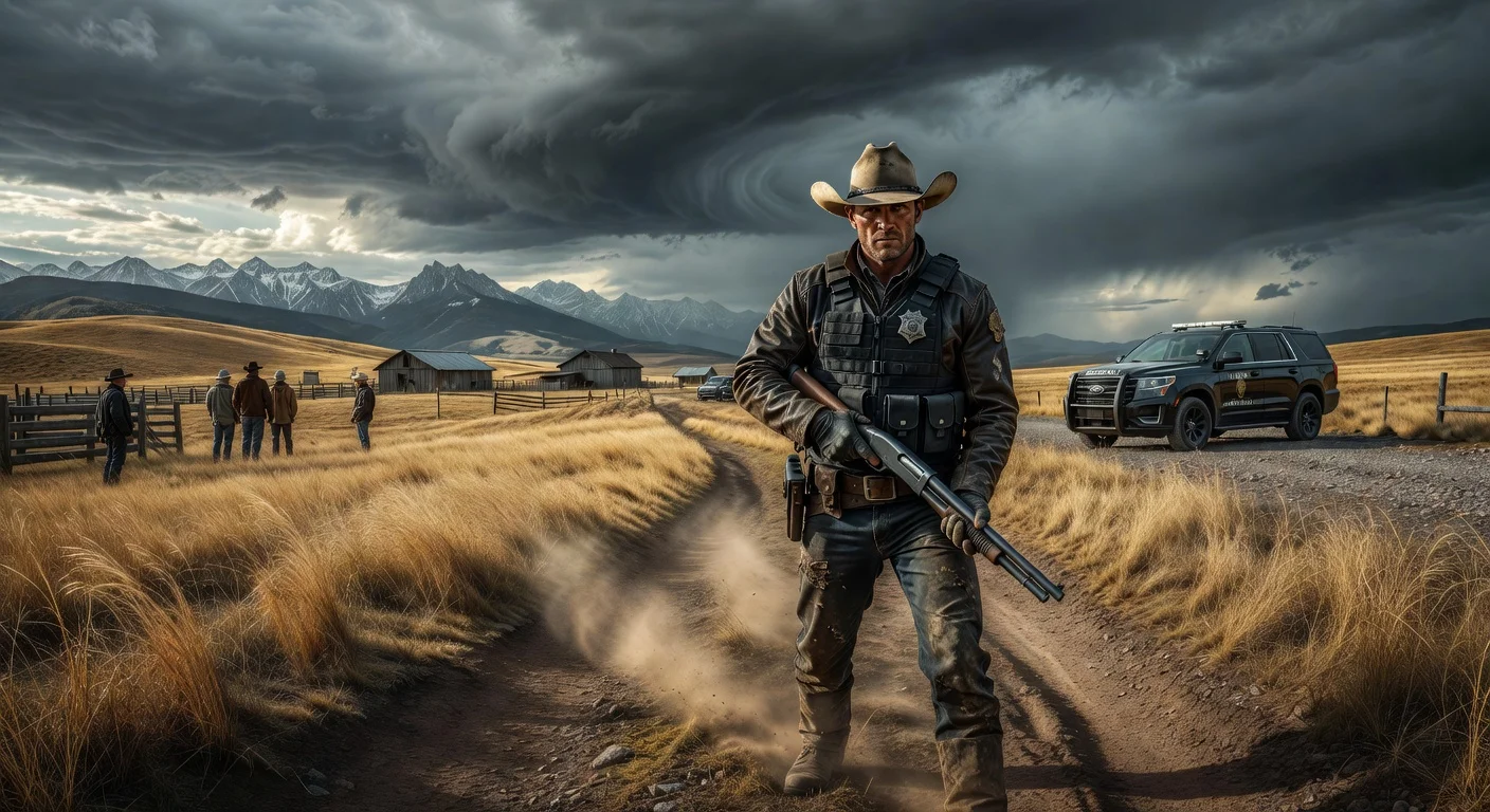 Luke Grimes as U.S. Marshal Kayce Dutton in promotional image for Yellowstone spinoff 'Marshals' CBS premiere.