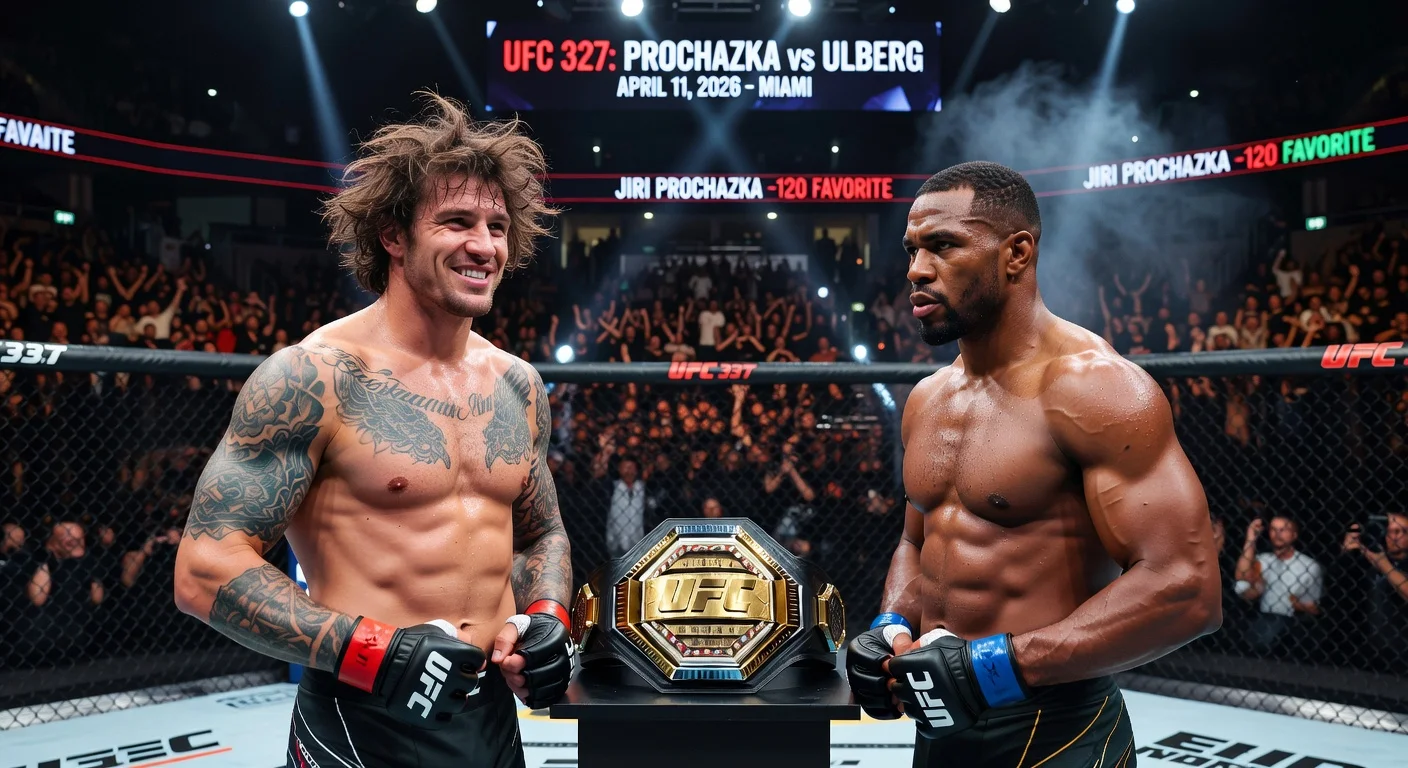 Jiri Prochazka and Carlos Ulberg in tense staredown for vacant UFC light heavyweight title at UFC 327.