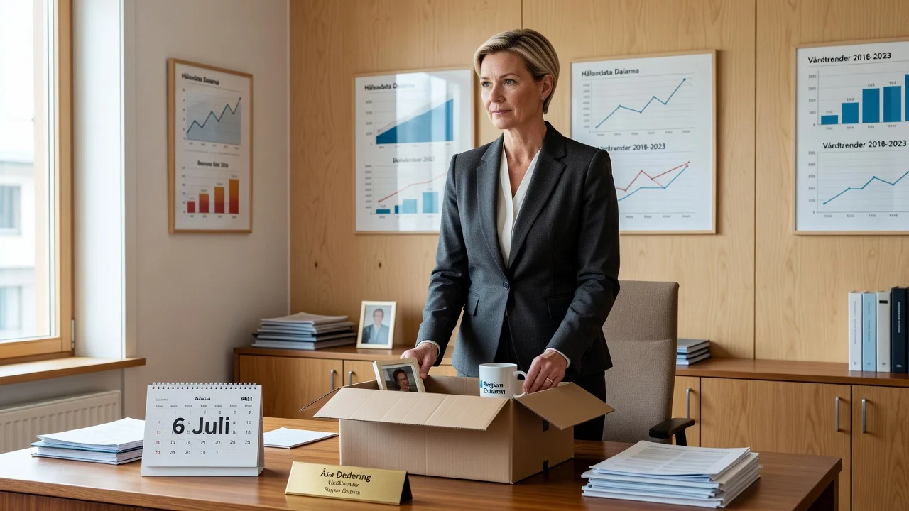 Åsa Dedering packing her office as she steps down as healthcare director in Region Dalarna on July 6.