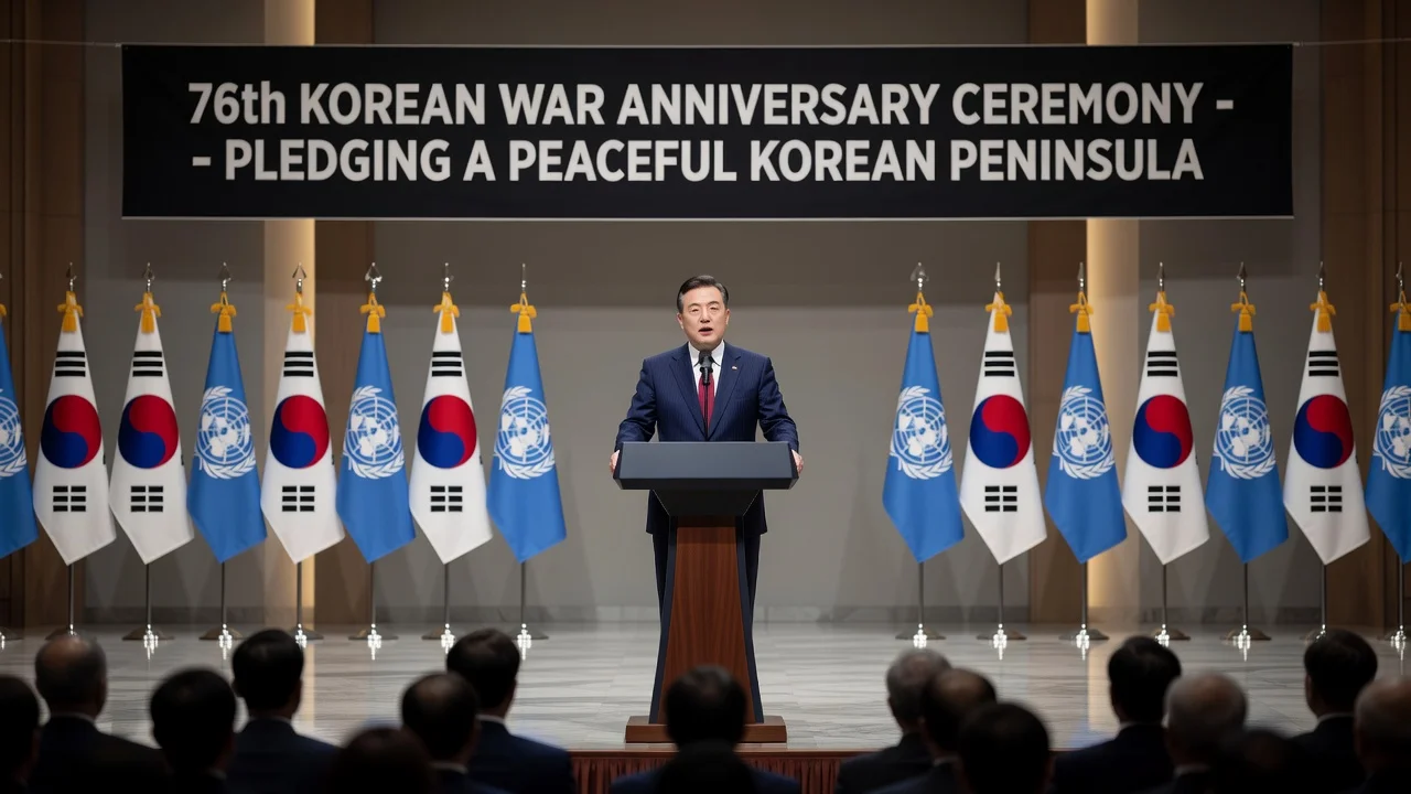 President Lee Jae Myung pledges peace at the Korean War anniversary ceremony.