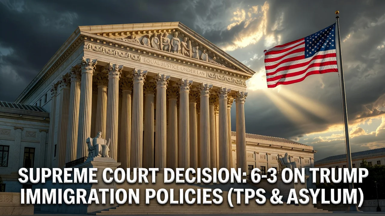 Illustration of the Supreme Court building representing the ruling on immigration enforcement
