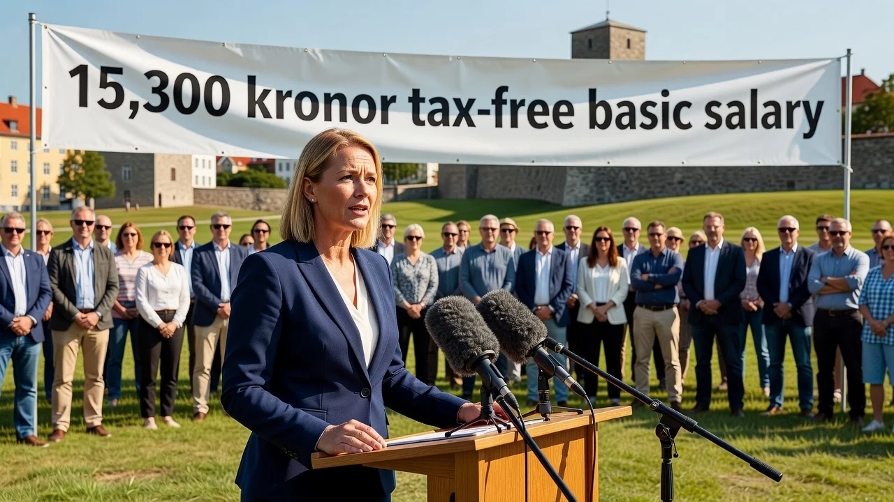 Center Party leader Elisabeth Thand Ringqvist proposes tax-free basic salary during speech in Almedalen
