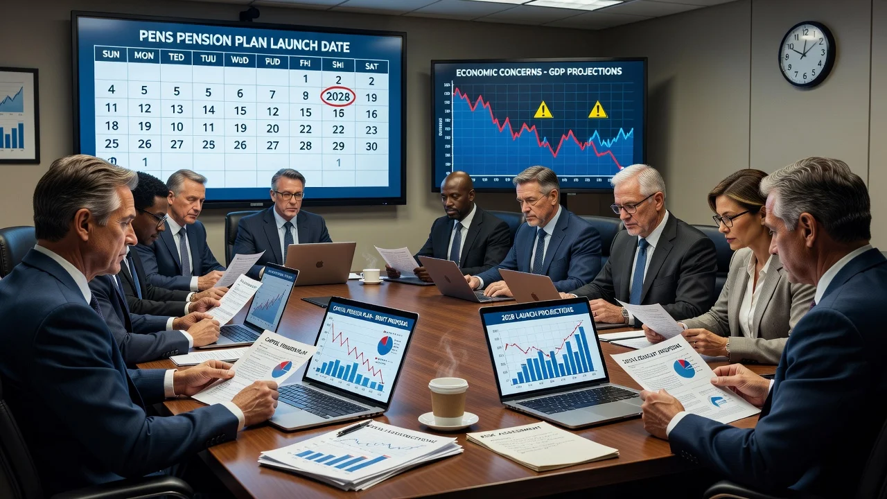 Government officials planning a 2028 pension package with economic warnings