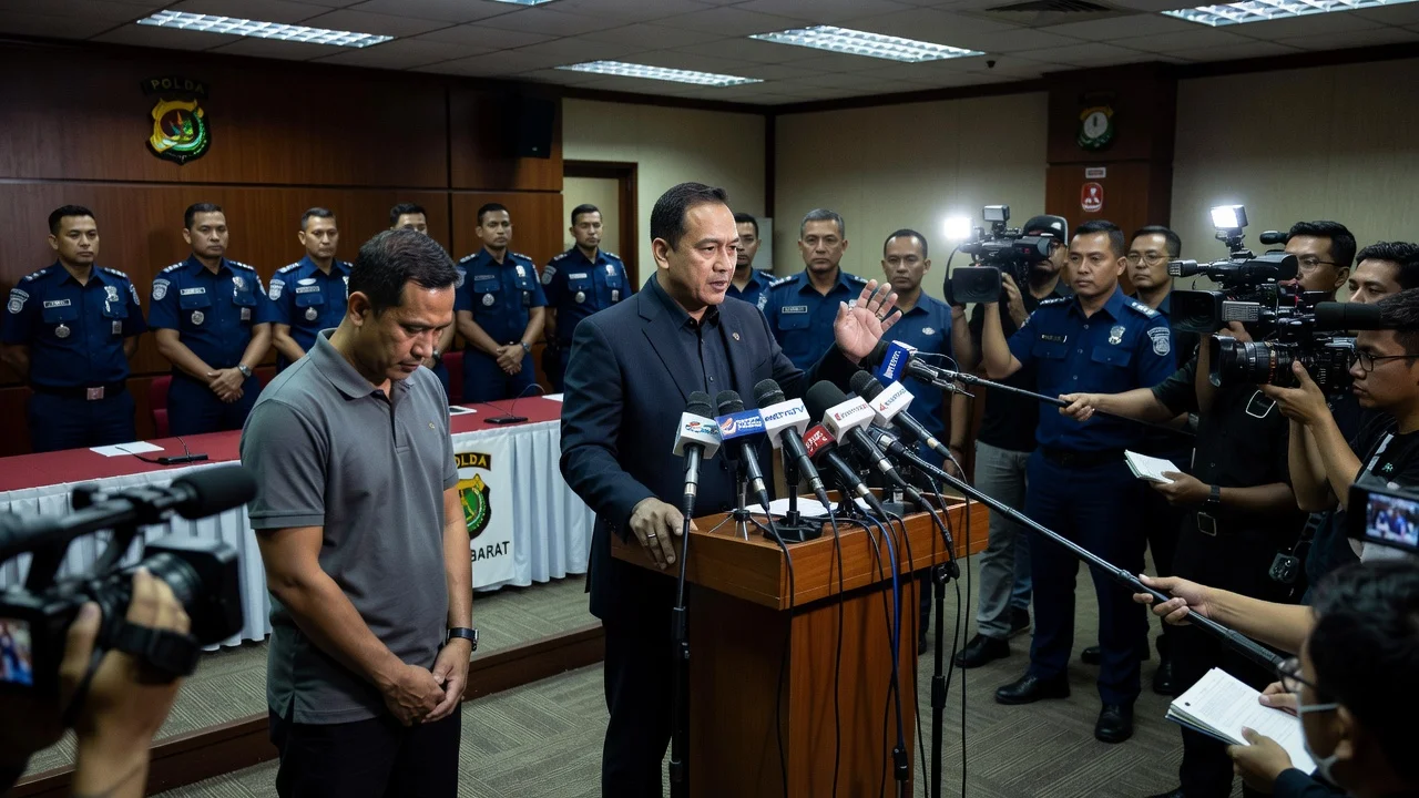 The victim's brother Afif rejects Taufik Hidayat's apology during a press conference at West Java police headquarters.