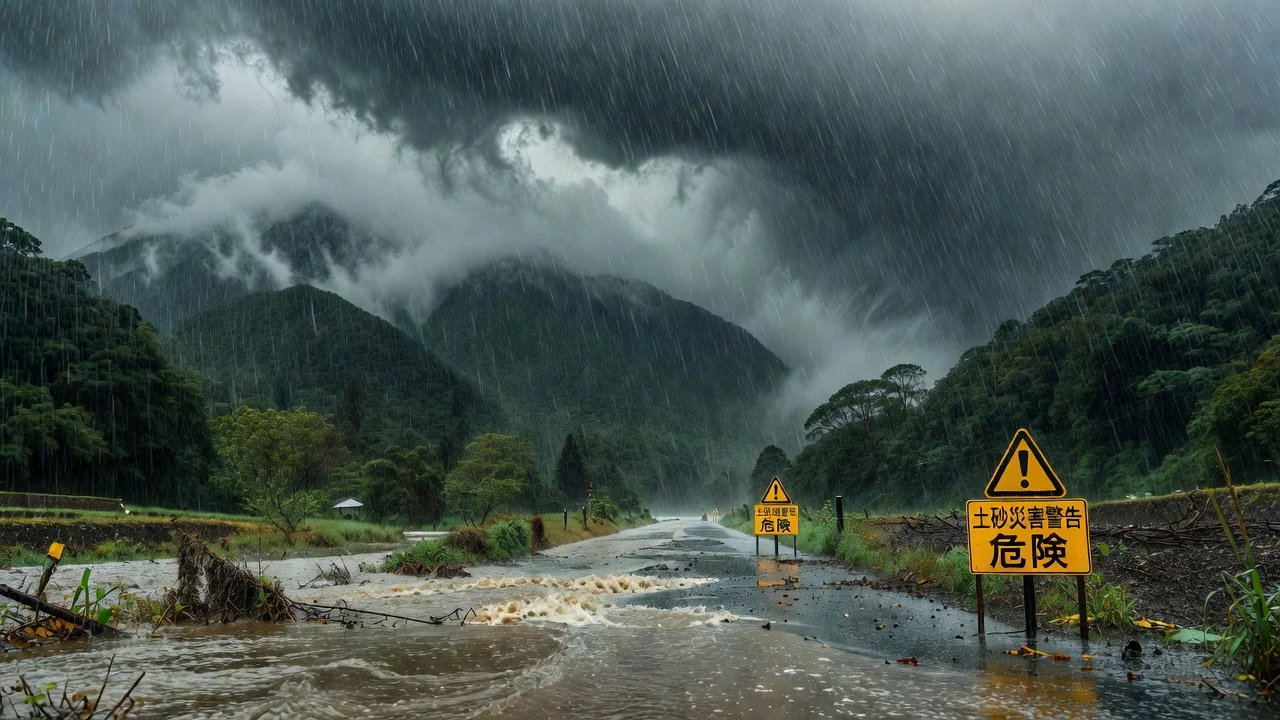 Heavy rain from tropical storms in Japan causing landslide warnings in Shizuoka and Osaka.