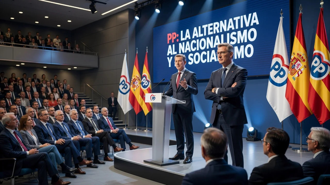 Alberto Núñez Feijóo and Alejandro Fernández at the PP Congress in Catalonia