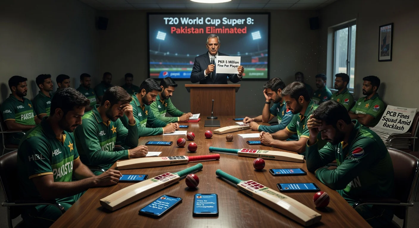 Dejected Pakistan cricket squad fined PKR 5 million by PCB after T20 World Cup Super 8 exit, amid criticism from former players.
