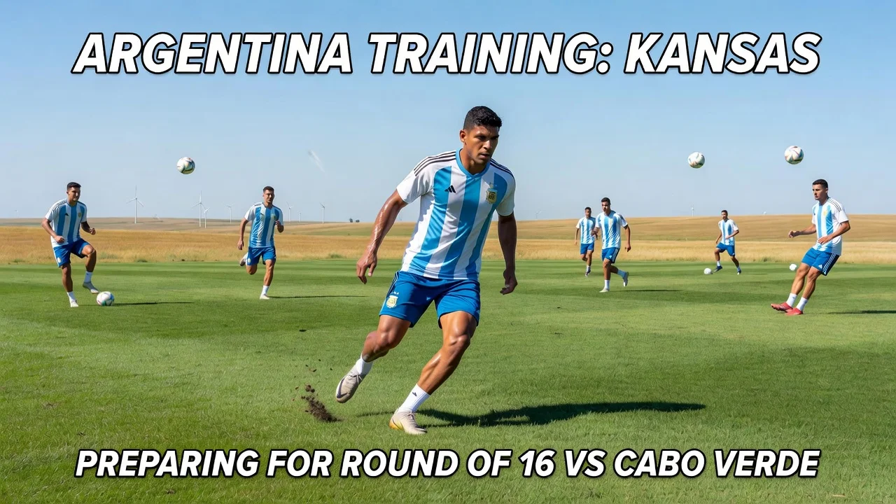 Argentina soccer team training in Kansas featuring Cuti Romero