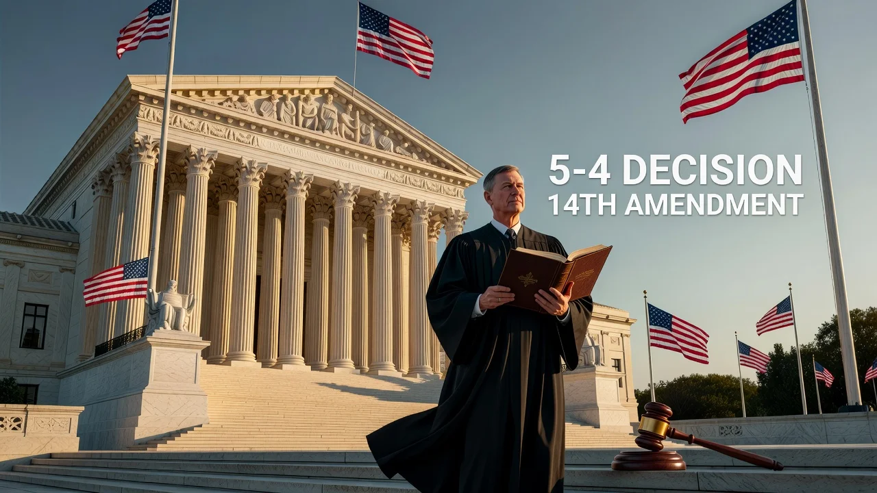 Illustration of the Supreme Court upholding birthright citizenship with Chief Justice John Roberts.