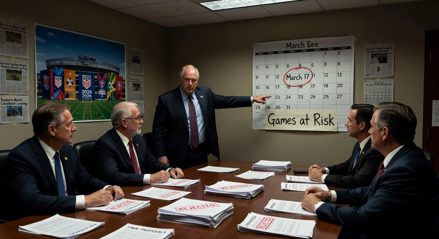 Foxboro Select Board rejects World Cup security funding proposals at tense meeting, risking Gillette Stadium game cancellations.