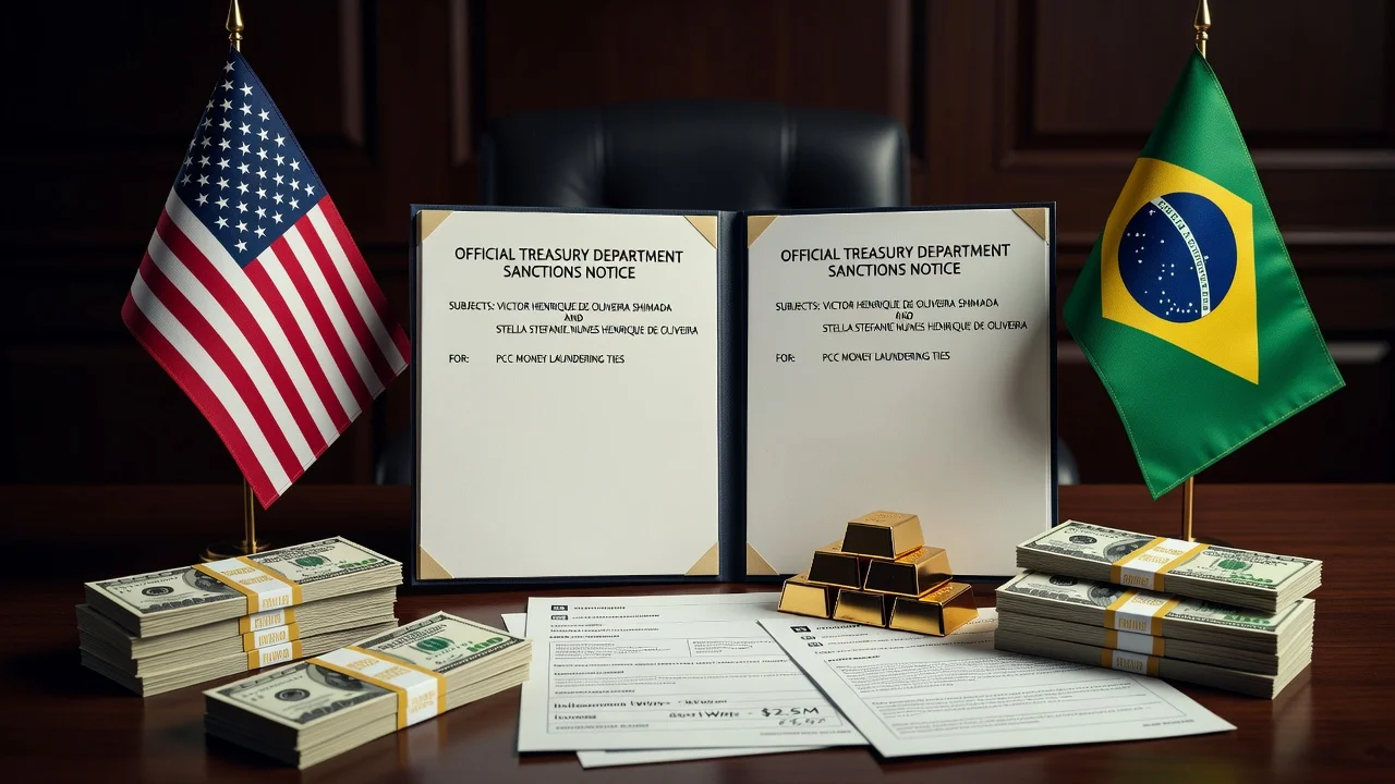 Illustration of US sanctions against two Brazilians accused of PCC money laundering.