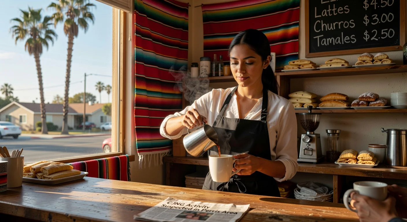 Illustrative photo of Laisha Oseguera, daughter of CJNG leader 'El Mencho', operating a cafe in California amid family criminal ties.