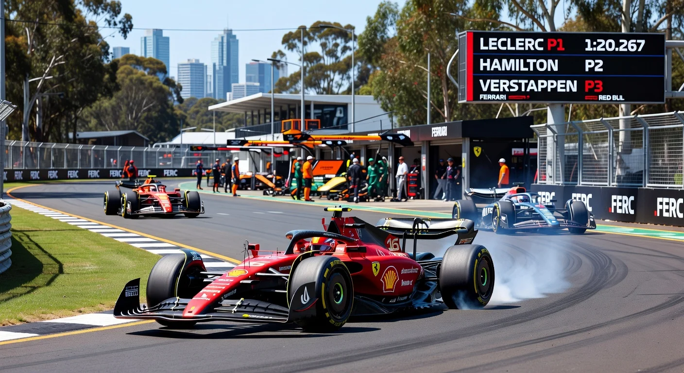 Charles Leclerc leads FP1 at 2026 Australian F1 GP ahead of Hamilton and Verstappen, with new teams debuting.