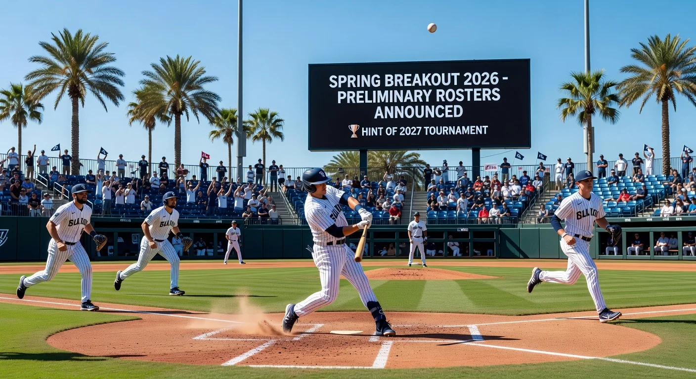 MLB Spring Breakout 2026: Prospects in action during exhibition game at spring training stadium.