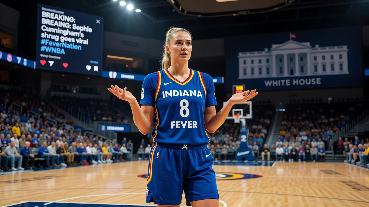 Sophie Cunningham reacting nonchalantly to the White House's use of her WNBA viral clip in a social media post.
