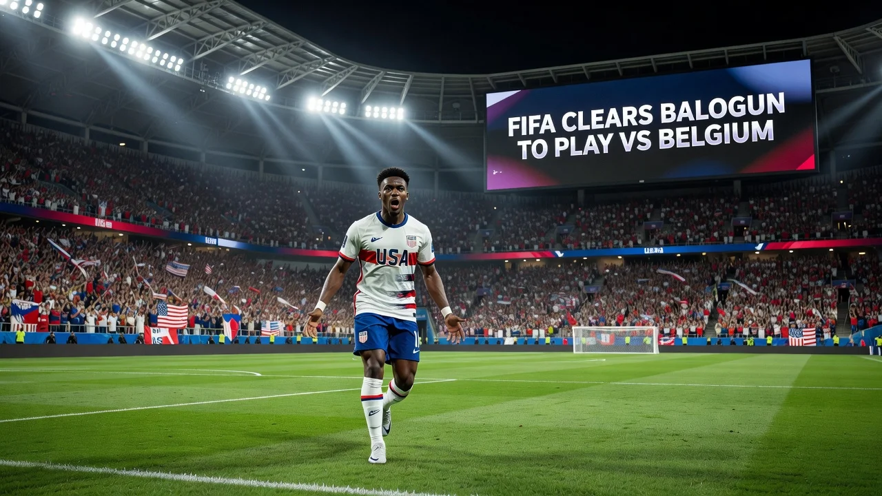 Illustration of Folarin Balogun cleared by FIFA for USA vs Belgium World Cup match