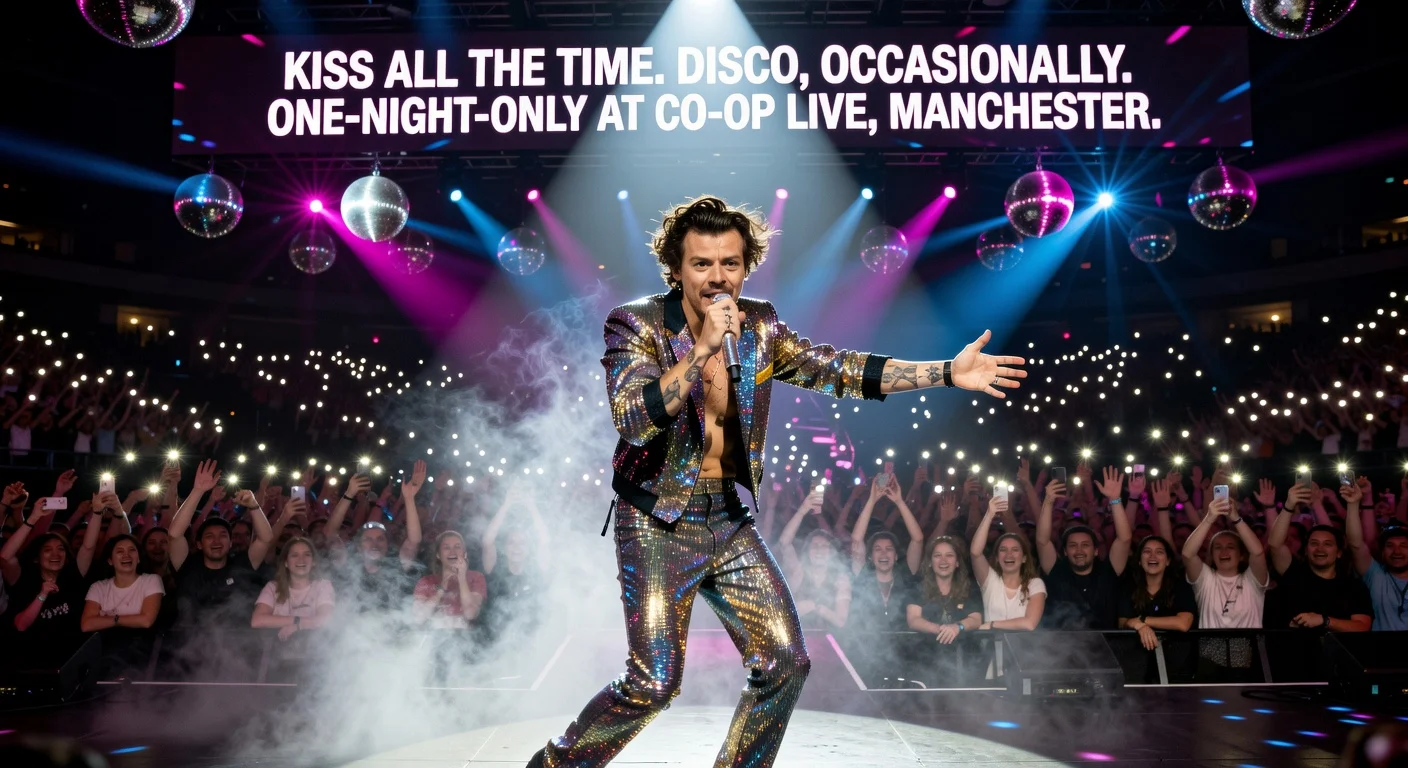 Harry Styles performs live at Co-op Live arena in Manchester, celebrating his new album release.