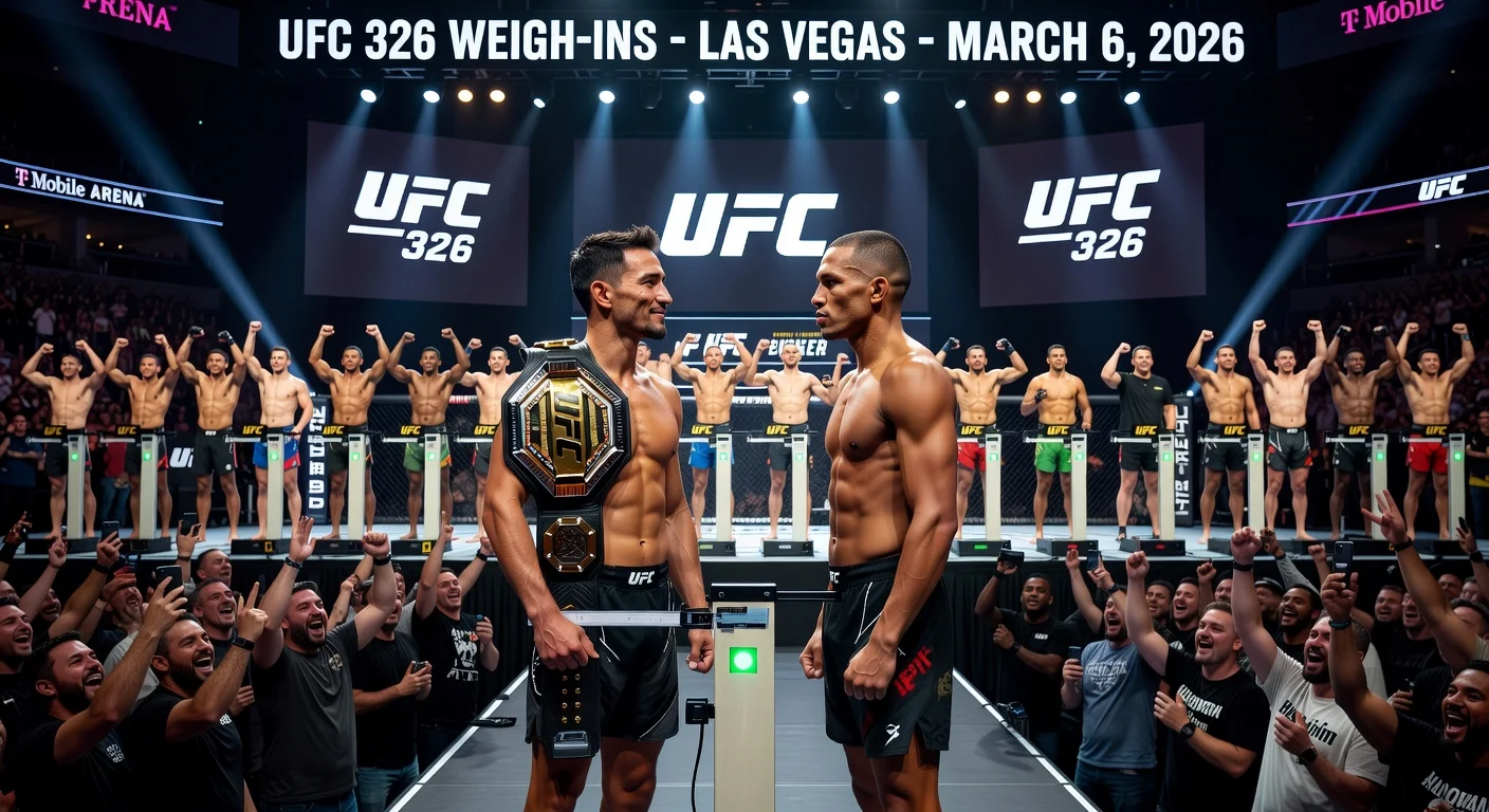 UFC 326 weigh-in success: All fighters, including Holloway and Oliveira, make weight for the BMF title rematch.