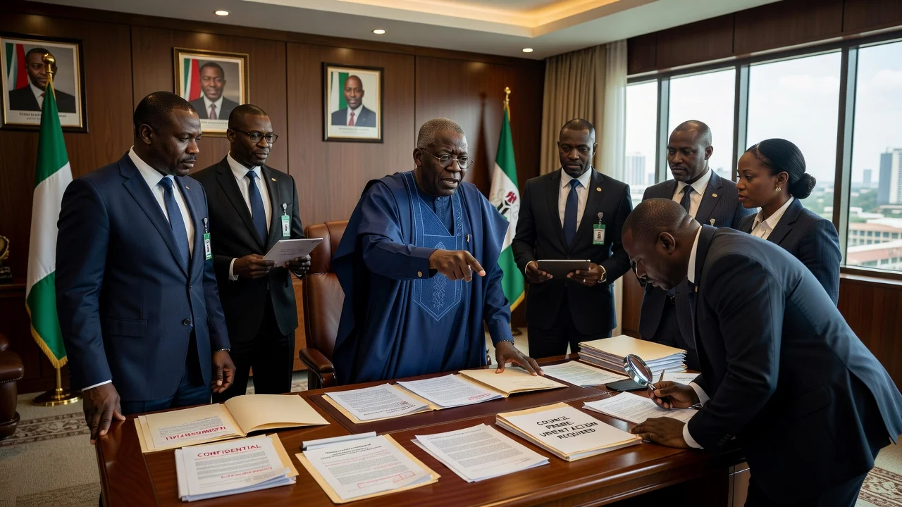 Illustration of President Tinubu ordering an investigation into a purported council by the ICPC.