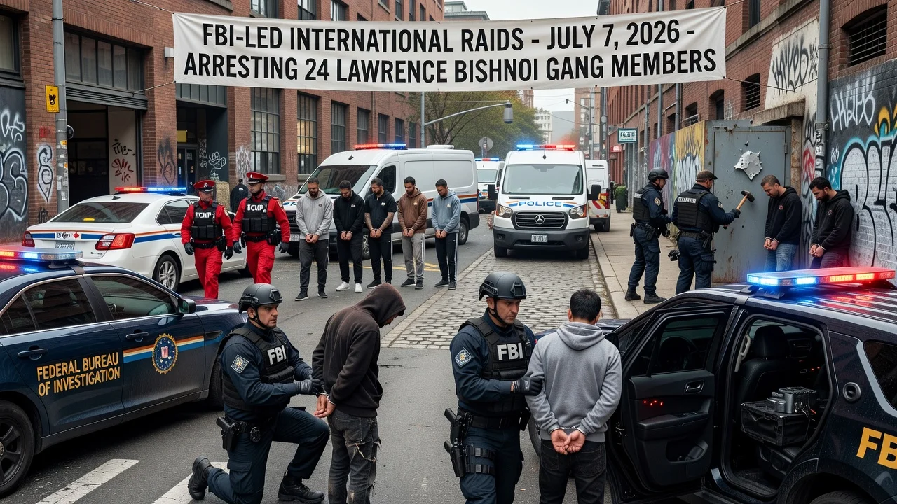 FBI agents arresting suspects during Operation Hard Ball targeting the Lawrence Bishnoi gang